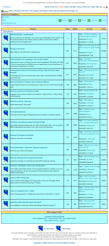 Thong Wearers Forum Screenshot